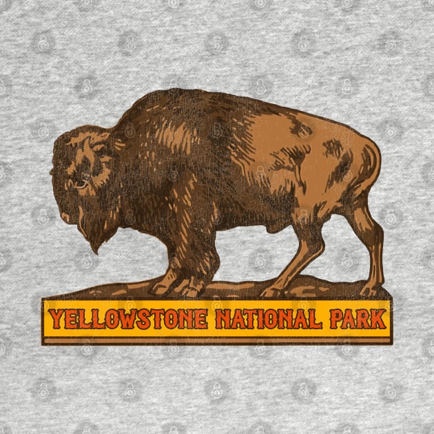 Vintage Yellowstone National Park Buffalo Souvenir by darklordpug